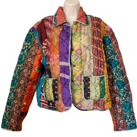 Artezen Jackets & Blazers - Vintage Artezen Womens Quilted Silk Multicolor Button Down Reversible Jacket S